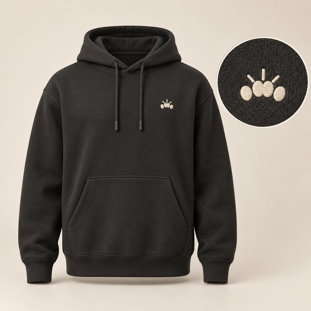 SUNPAW Essential Hoodie in Charcoal mit Sunrise-Paw-Stickerei